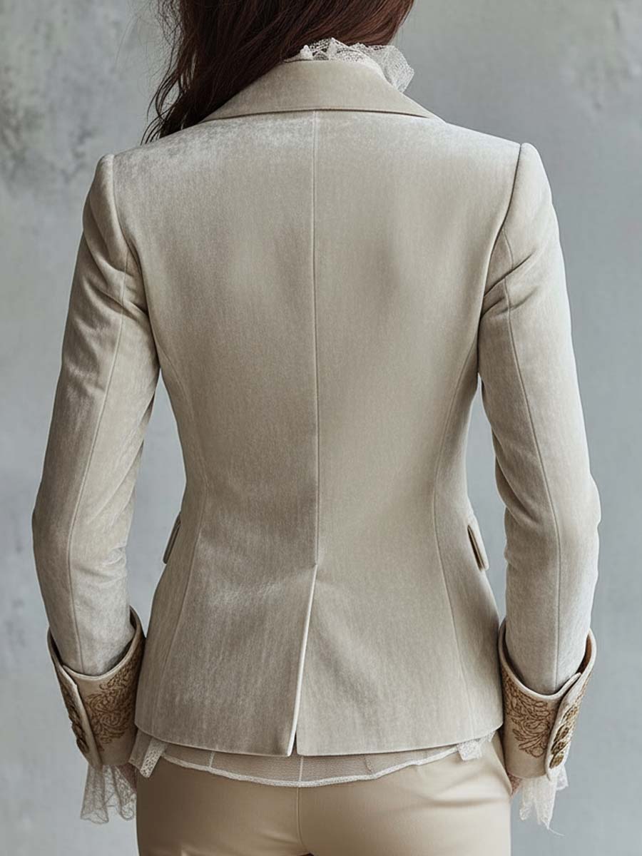 Blazer Sartoriale da Donna Avorio Ricamato