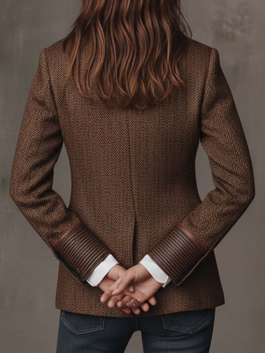 Blazer da Donna a Spina di Pesce con Pannelli Stampati