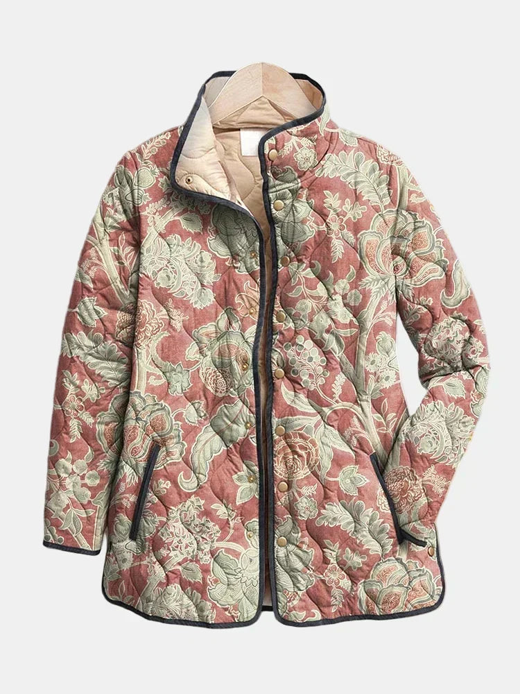 Naya | Giacca Trapuntata Casual A Fiori Vintage