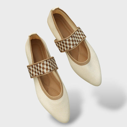 Bailarinas Ortopédicas Knit Cebra Correa Pointed Toe