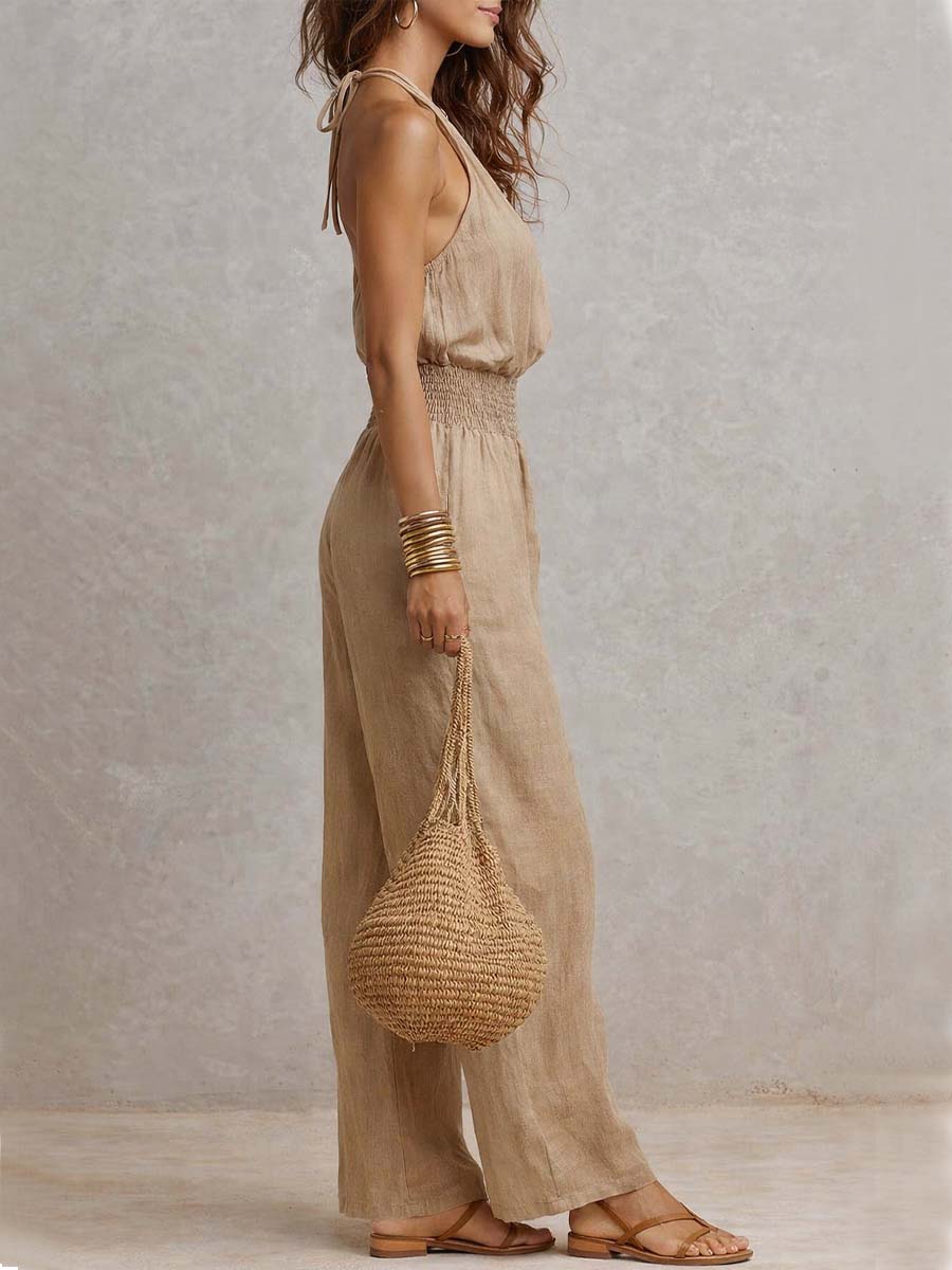 Valeria | Tuta A Gamba Larga Con Scollo All'Americana