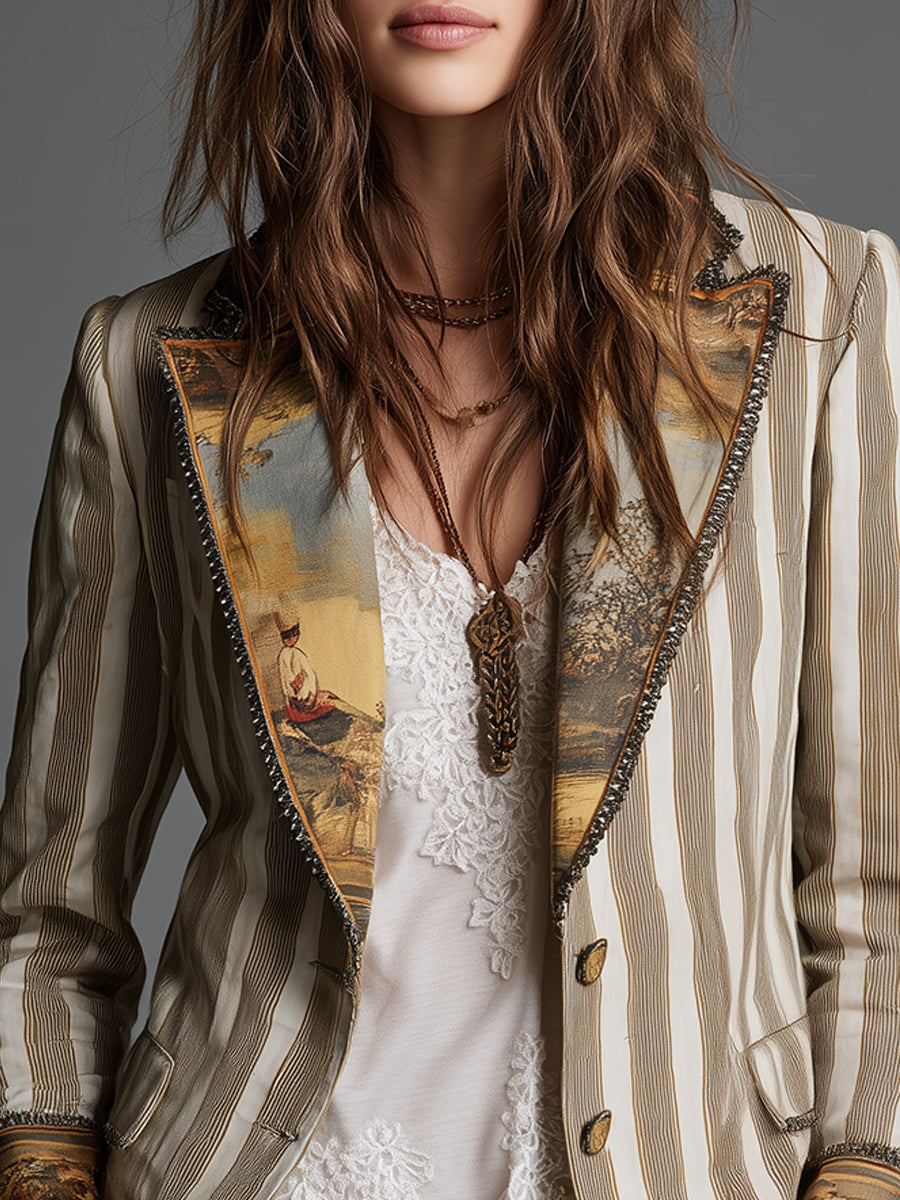 Giulia | Blazer Boho a Righe con Revers