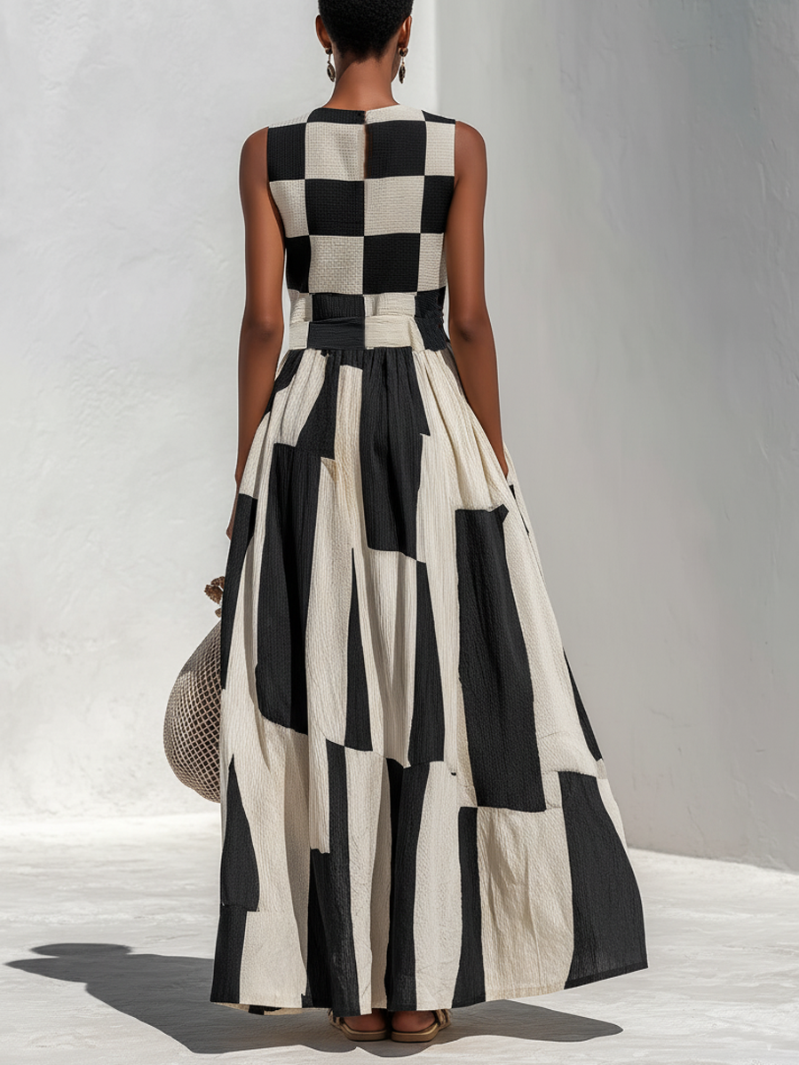 Elisa | Maxi Vestido Bicolor Patchwork