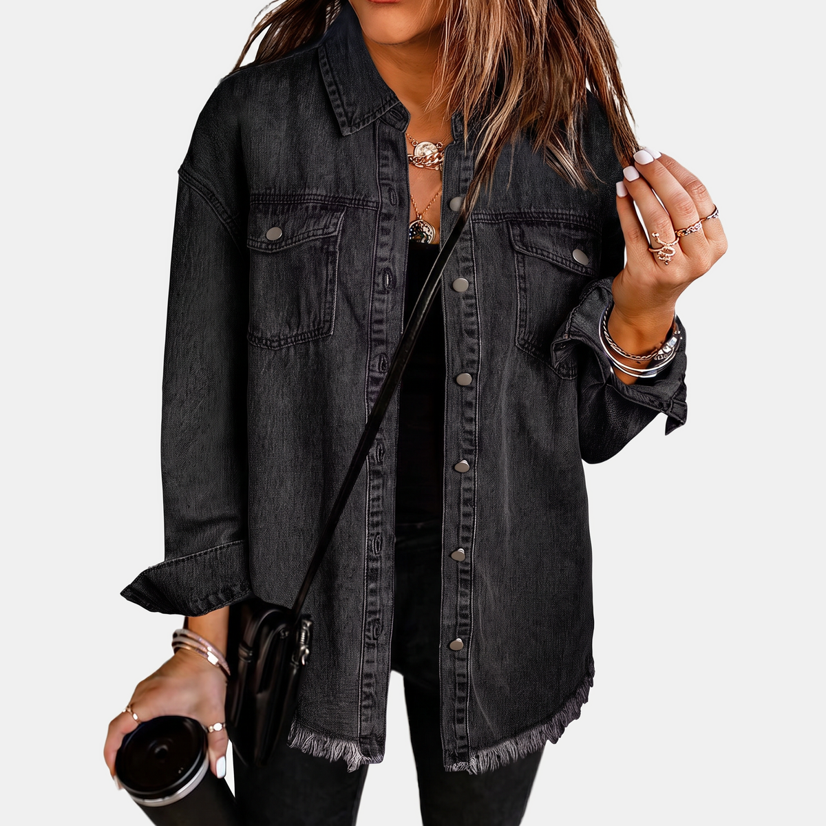 Silvana | Giacca Denim Slavata con Orlo Grezzo
