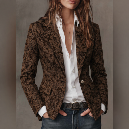 Blazer Aderente da Donna in Jacquard Paisley