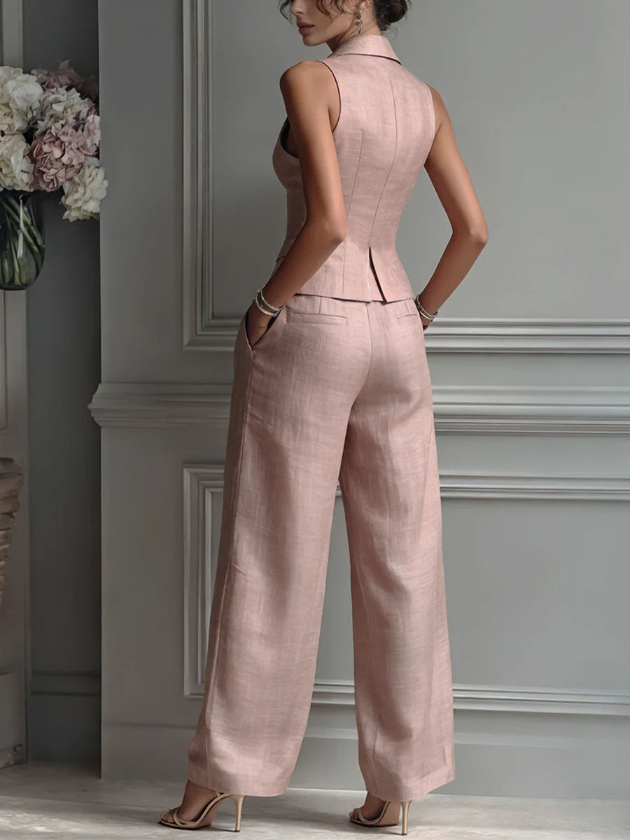 Completo Due Pezzi Da Donna Con Scollo A V E Bottoni