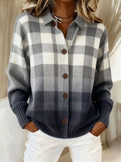 Marcella | Cardigan a Quadri Sfumato Autunnale