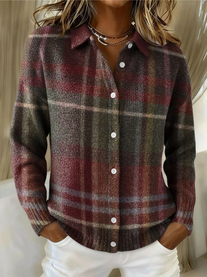 Marcella | Cardigan a Quadri Sfumato Autunnale