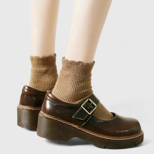 Serena | Scarpe Mary Jane in Pelle con Plateau