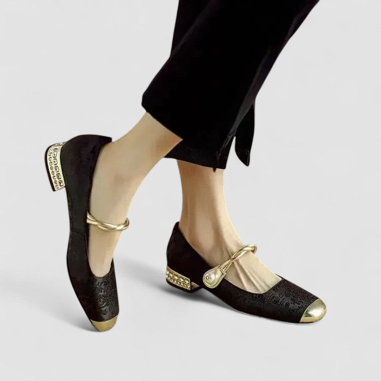 Camilla | Scarpe Mary Jane in Raso con Tacco Gioiello