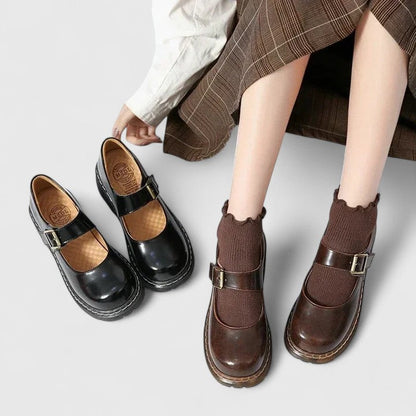 Serena | Scarpe Mary Jane in Pelle con Plateau