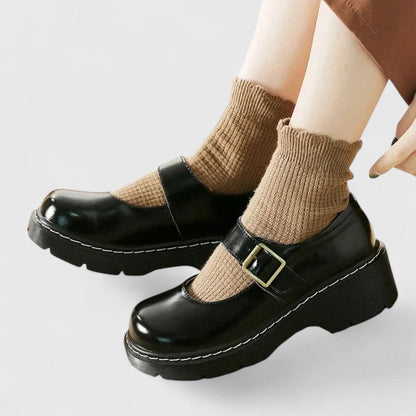 Serena | Scarpe Mary Jane in Pelle con Plateau