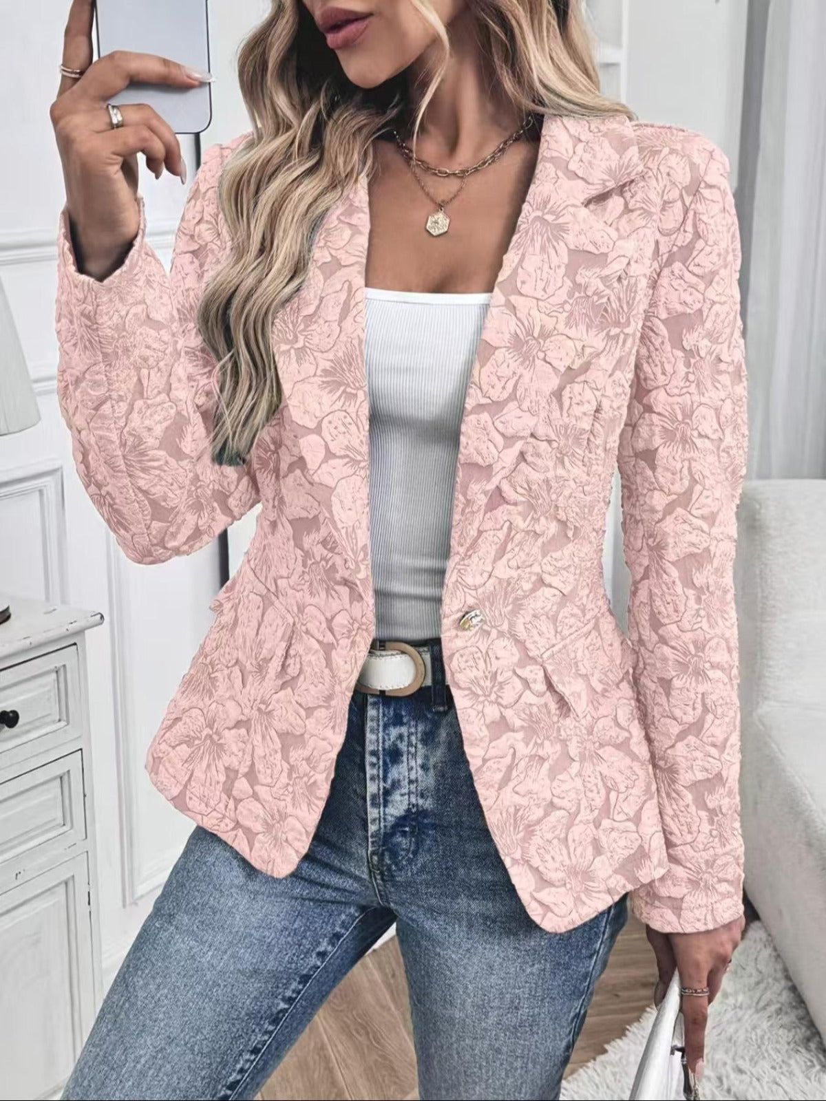 Blazer Aderente da Donna in Jacquard Paisley