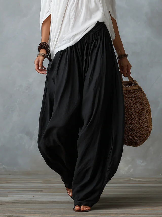 Luisa | Conjunto de Top con Hombros Descubiertos y Pantalones Holgados Tipo Farol