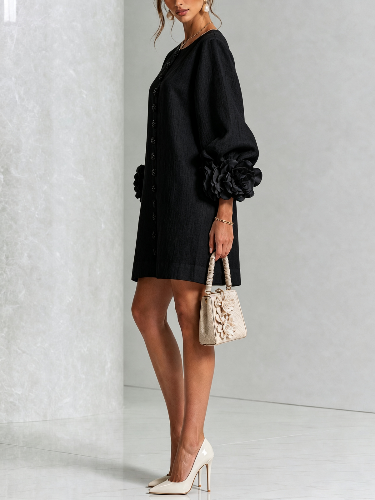 Florence | Mini Abito Floreale Con Bottoni