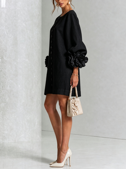 Florence | Mini Abito Floreale Con Bottoni