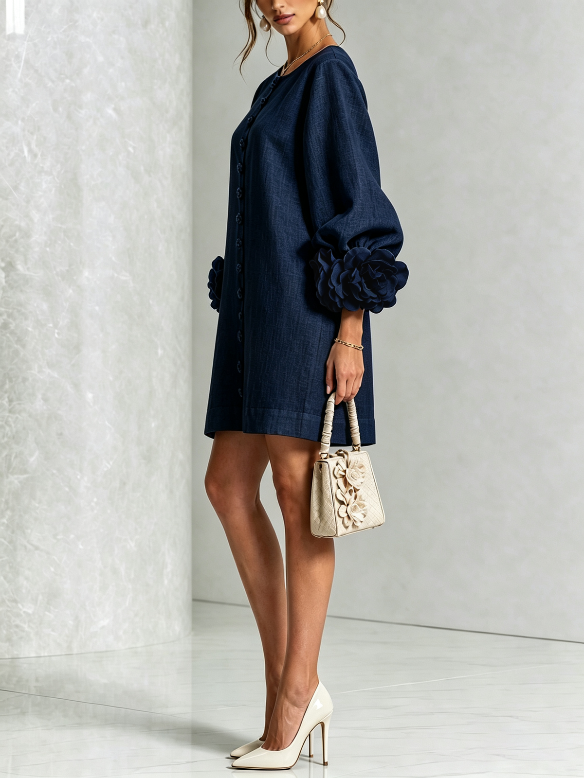 Florence | Mini Abito Floreale Con Bottoni