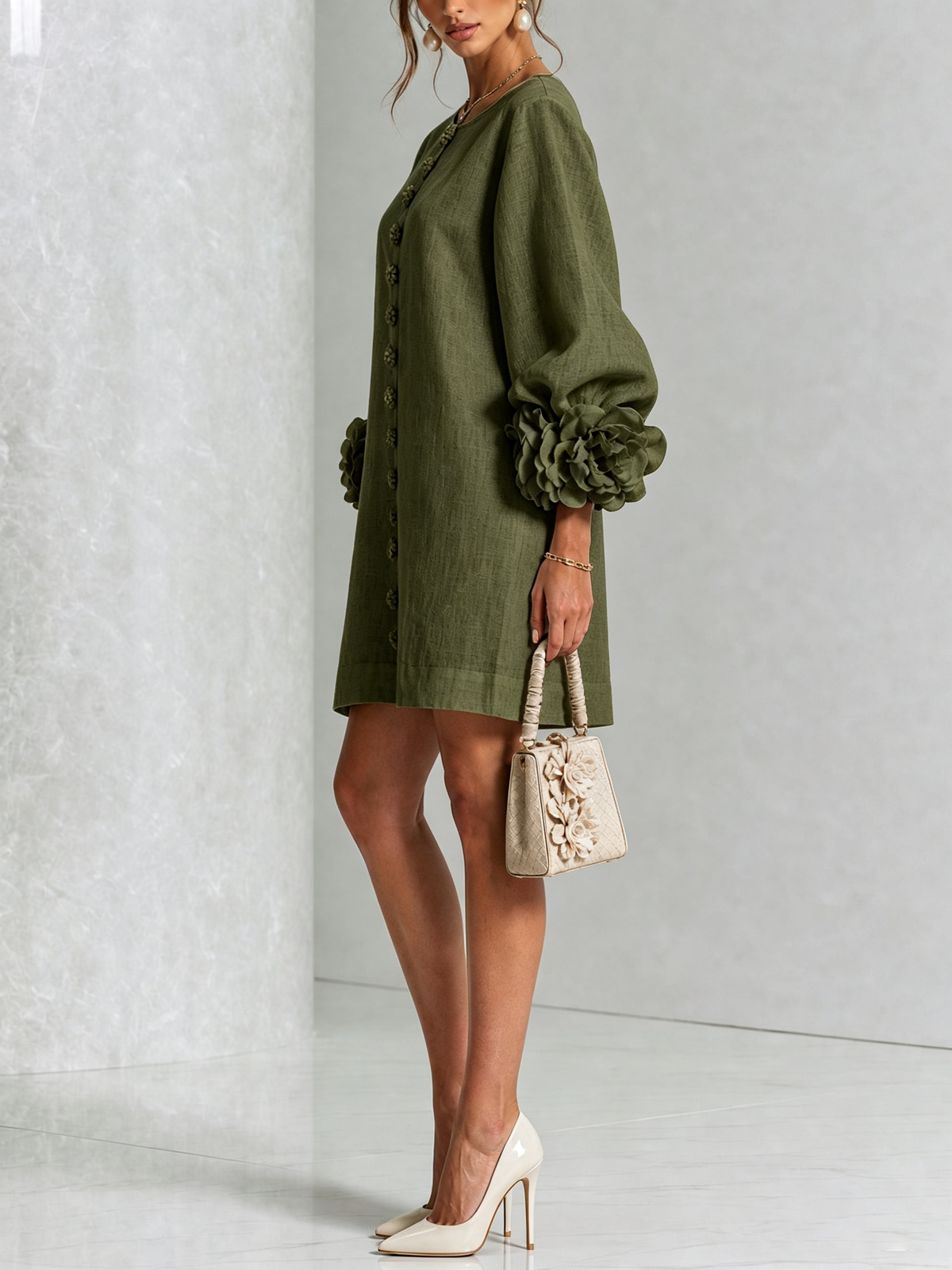 Florence | Mini Abito Floreale Con Bottoni