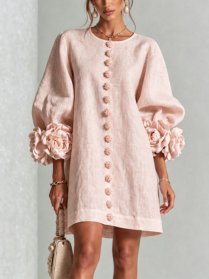 Florence | Mini Abito Floreale Con Bottoni