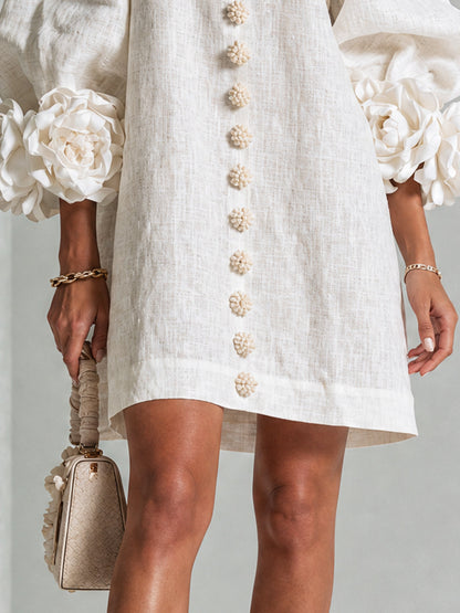 Florence | Mini Abito Floreale Con Bottoni