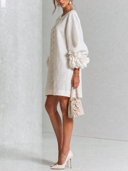 Florence | Mini Abito Floreale Con Bottoni