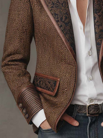 Blazer da Donna a Spina di Pesce con Pannelli Stampati
