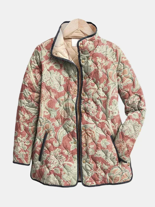 Naya | Giacca Trapuntata Casual A Fiori Vintage