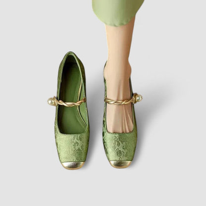 Camilla | Scarpe Mary Jane in Raso con Tacco Gioiello