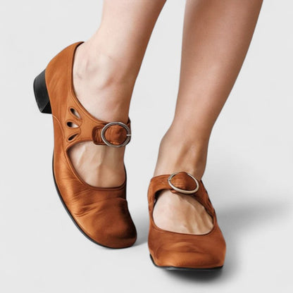 Elena | Scarpe Mary Jane Retrò con Fibbia Tonda