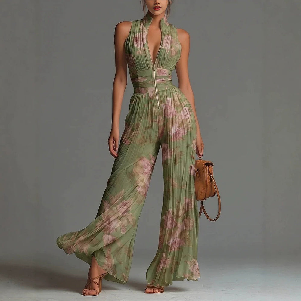 Sofia | Tuta Plissettata in Chiffon Floreale per Donna