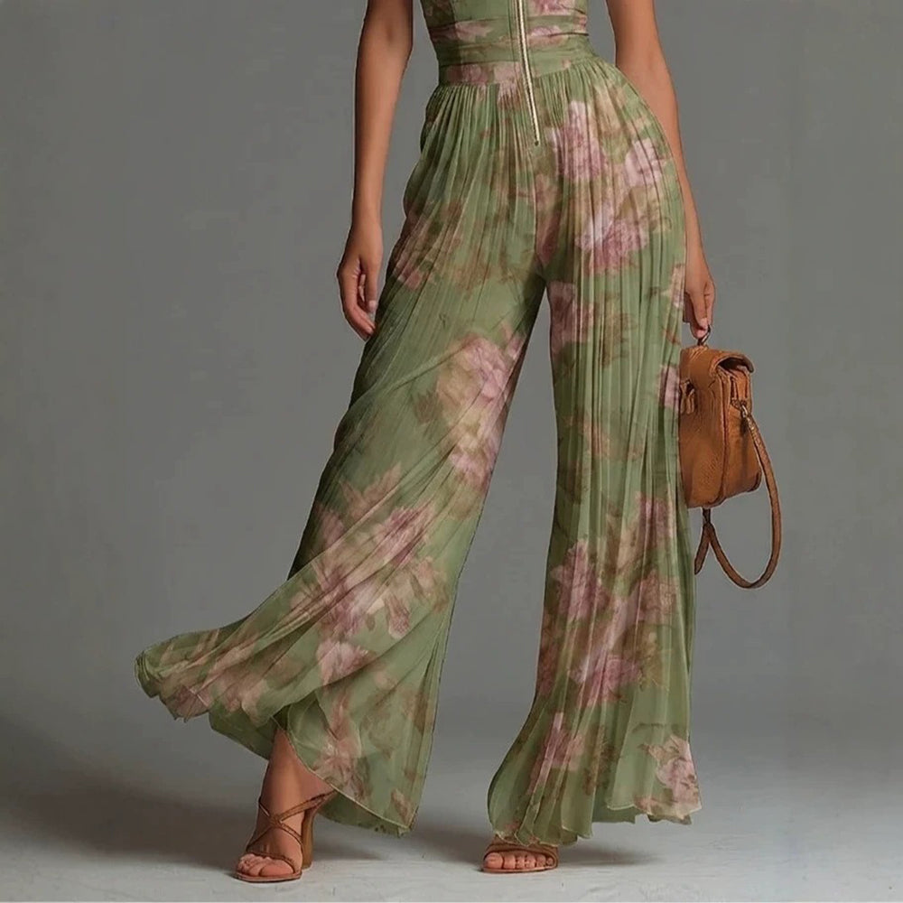 Sofia | Tuta Plissettata in Chiffon Floreale per Donna