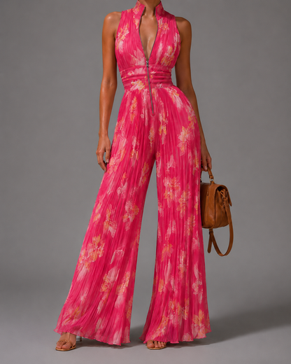 Sofia | Tuta Plissettata in Chiffon Floreale per Donna
