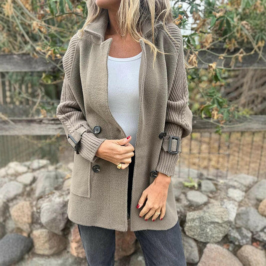 Rosanna | Cappotto Doppiopetto con Maniche in Maglia